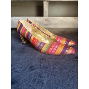 Vintage Timothy Hitsman Multicolored Striped Pumps Size 9.5N